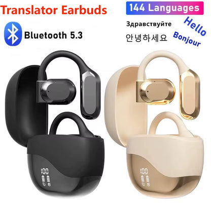 Real Time AI Translator Earbuds Noise Cancelling Bluetooth 5.4 Translator Headset 140 Languages Translation Earphone for Travel