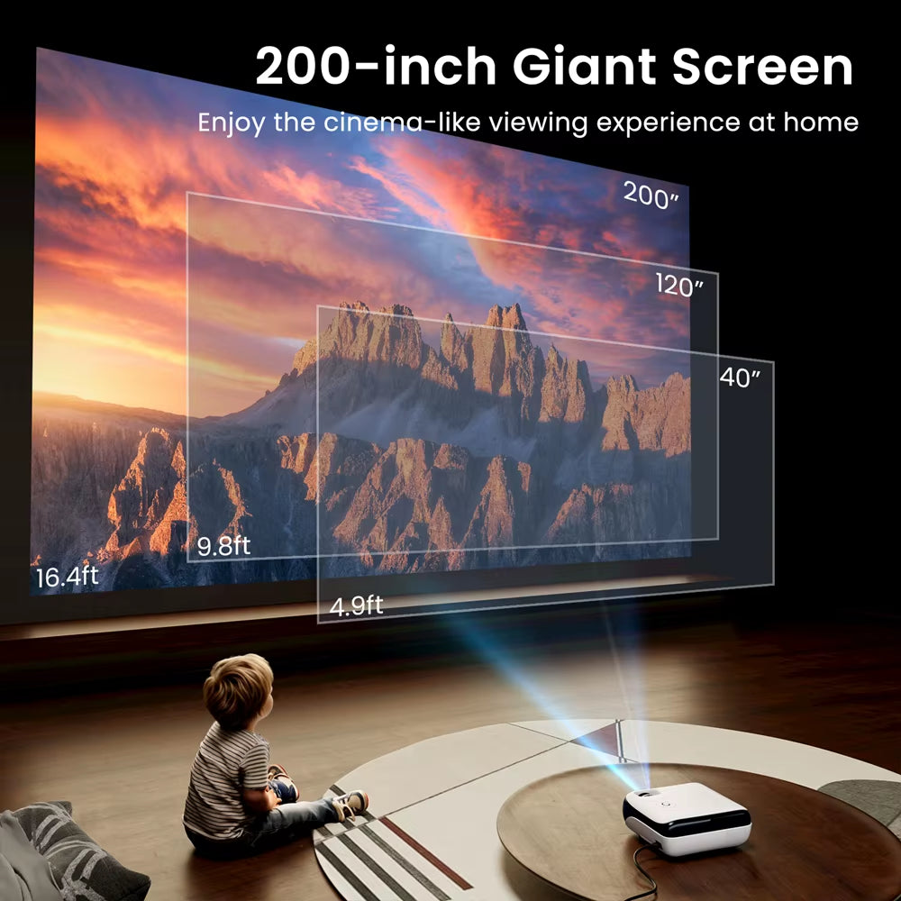 Native 1080P Bluetooth Projector, Full HD Portable Outdoor Movie Projector with Built-In Speaker, with HDMI, USB, AV