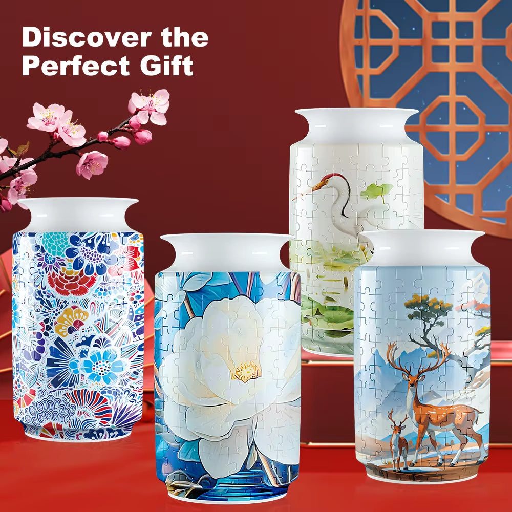 Rompecabezas 3D jarrón con pandas. 