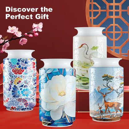 Rompecabezas 3D jarrón con pandas. 