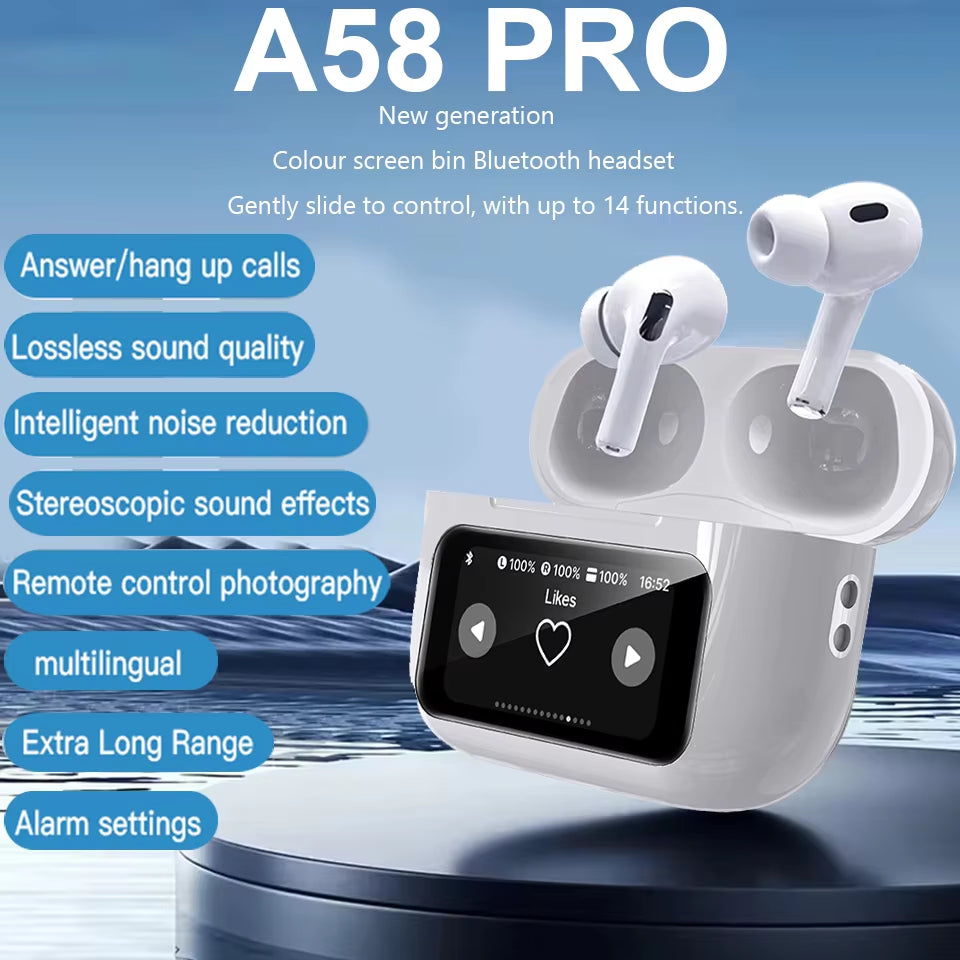 In Ear Earphones Wireless Earbuds Touch Control LCD Screen Earphone with ENC Noise Cancell Super Bass Premium Sound Long Battery
